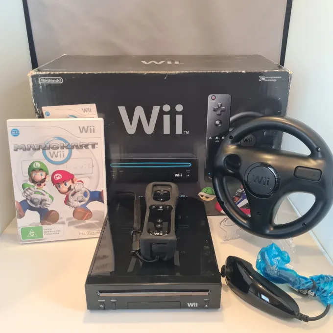 Boxed Black Nintendo Wii Console - Mario Bundle