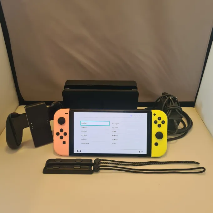 Nintendo Switch OLED Console - Mint Complete (Coral/Yellow)